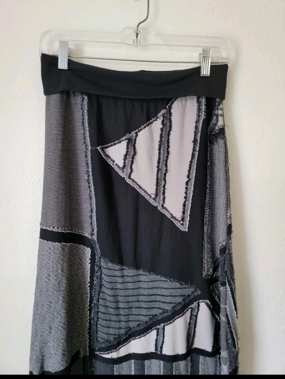 Vintage Y2k Black & Gray Patchwork Maxi Skirt Fold Over Waistband - Picture 4 of 12